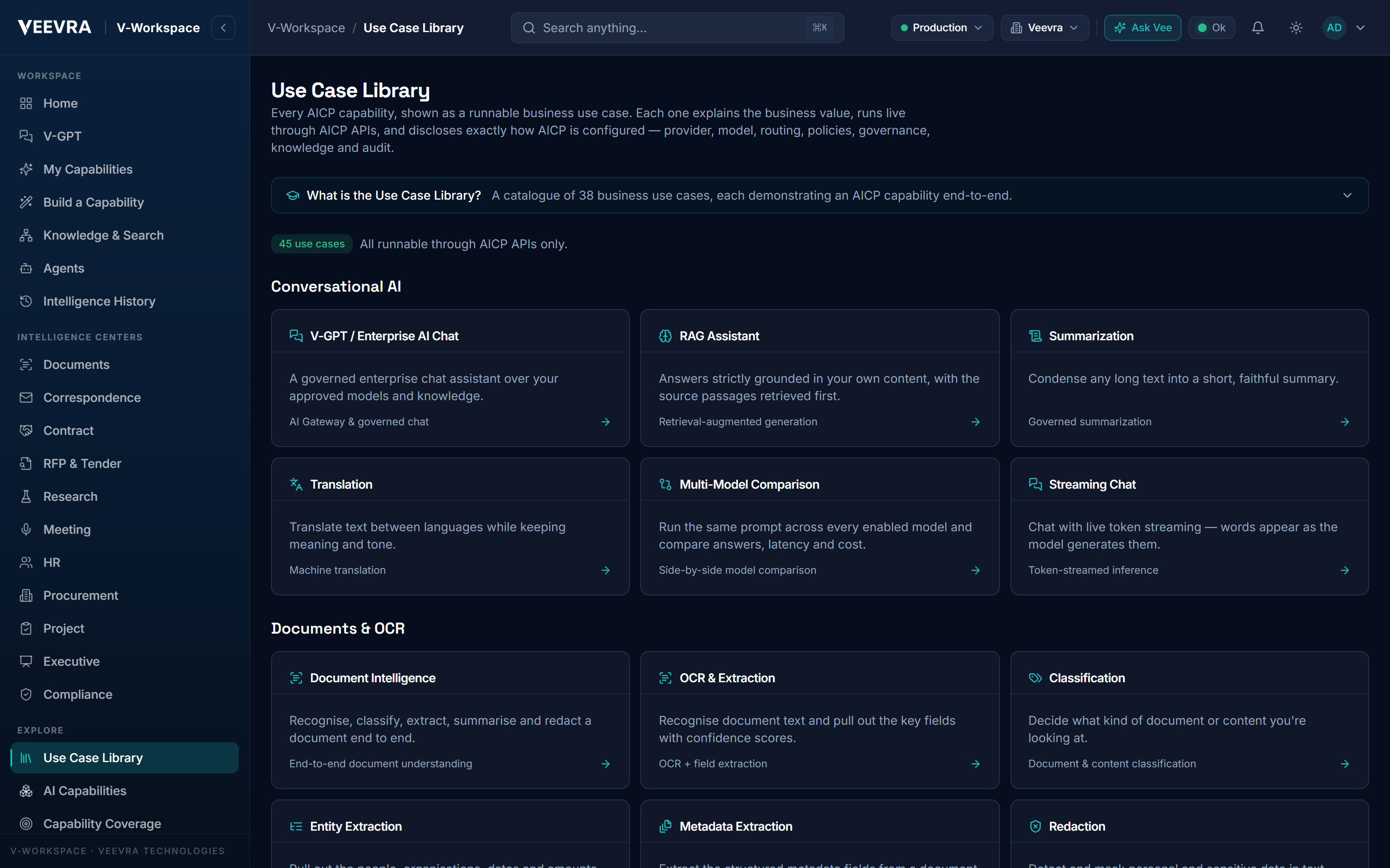Use Case Library — every capability, reused